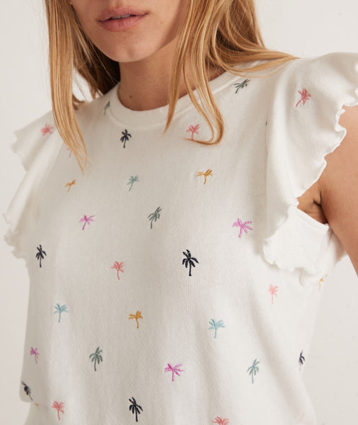 Marine Sweatshirt Palm – Multi Caroline Embroidered Layer in
