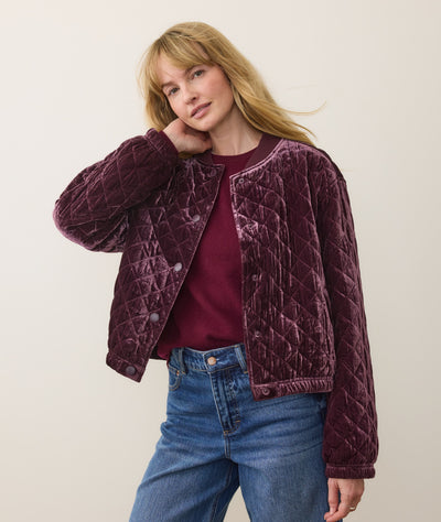 Anita Velvet Quilted Bomber