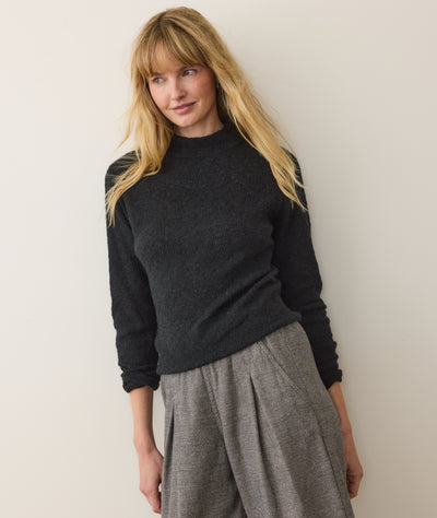 Lucia Pointelle Mock Neck Sweater