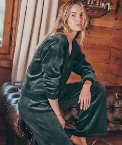 Cord Velour V-Neck Sweatshirt