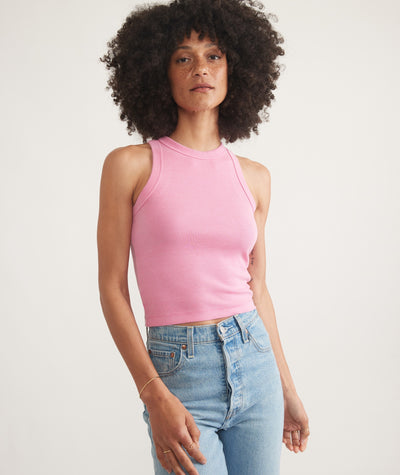 Lexi Rib Sun-In High Neck Crop Tank