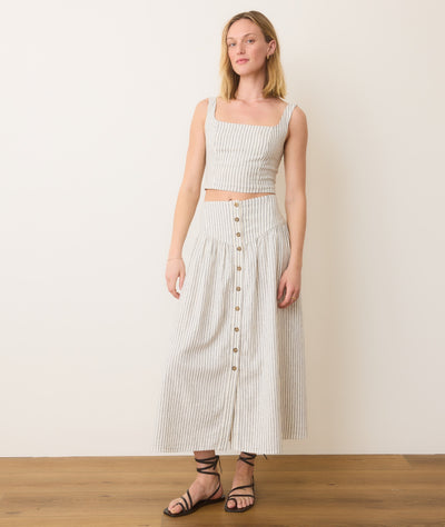 Jade Button Through Skirt