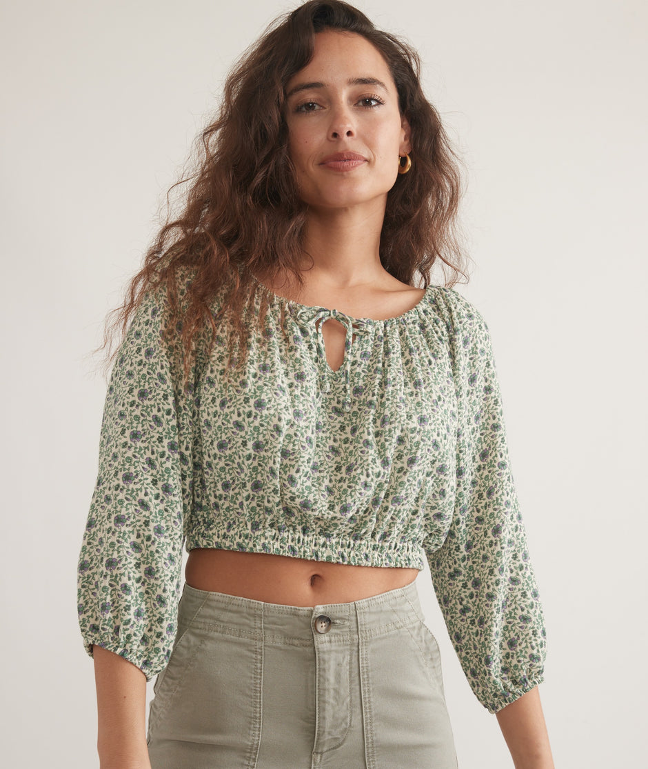 Tiana Double Cloth Cropped Blouse