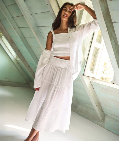 Corinne Double Cloth Maxi Skirt