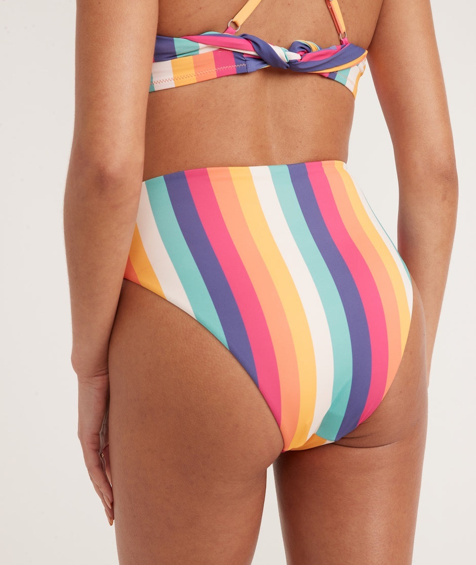 Full Cut Bikini Bottom in Multi Stripe