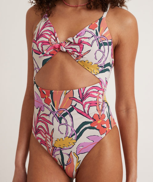Havana Tie Front One Piece in Tropical Floral – Marine Layer