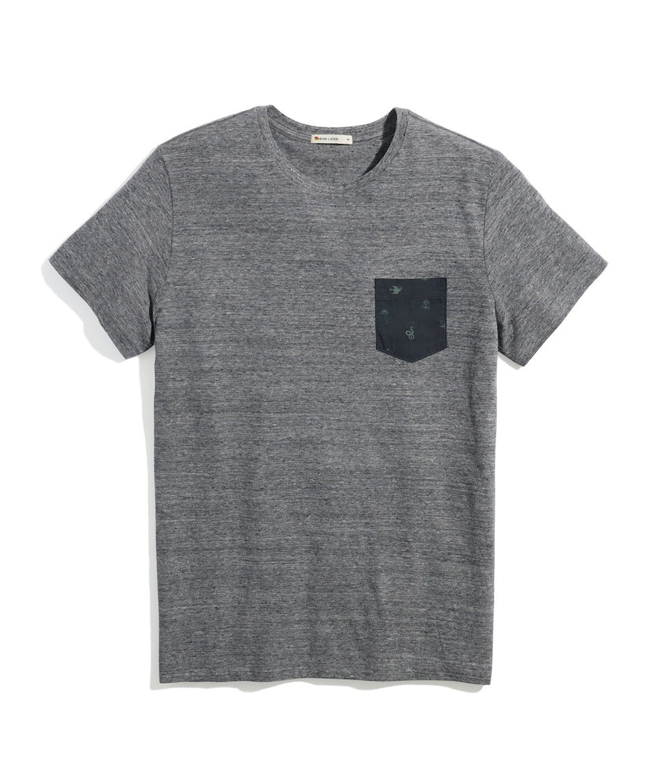 Signature Pocket Tee in Heather Grey Neps