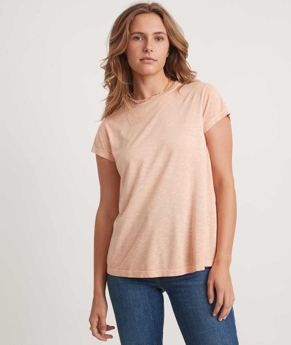 Swing Crew Tee in Shell Coral