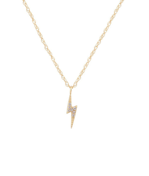 Kris Nations Lightning Bolt Pave Charm Necklace in Gold Marine Layer
