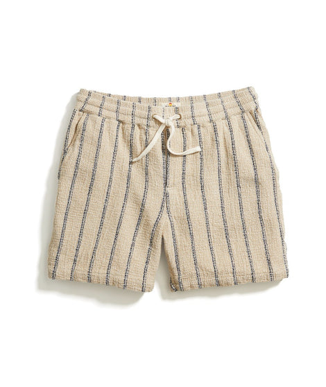 6" Saturday Diego Short in Khaki/Navy Stripe