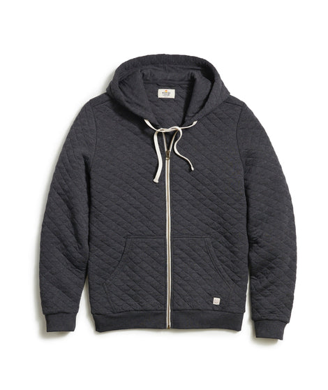 Men's Corbet Quilted Full Zip Hoodie in Dark Heather Grey