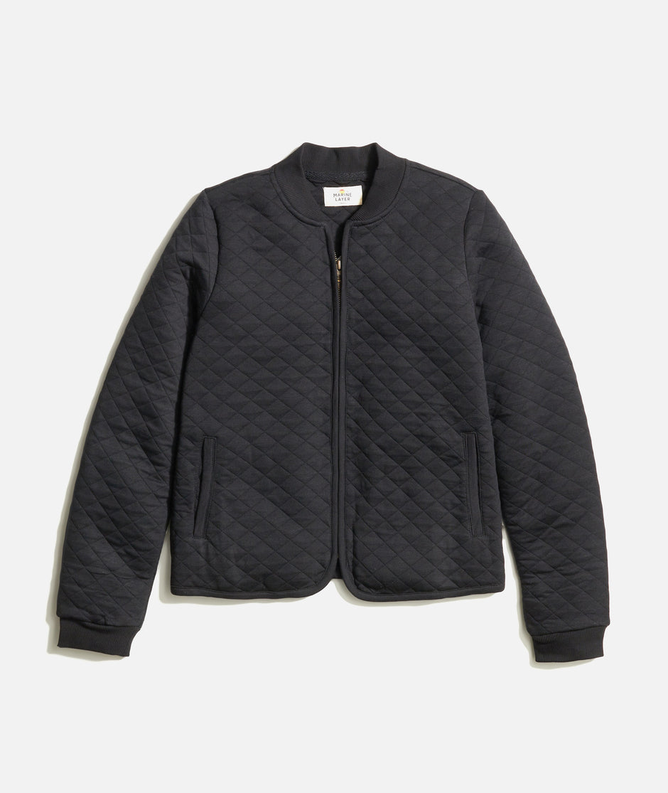 Women's Corbet Quilted Bomber in Black