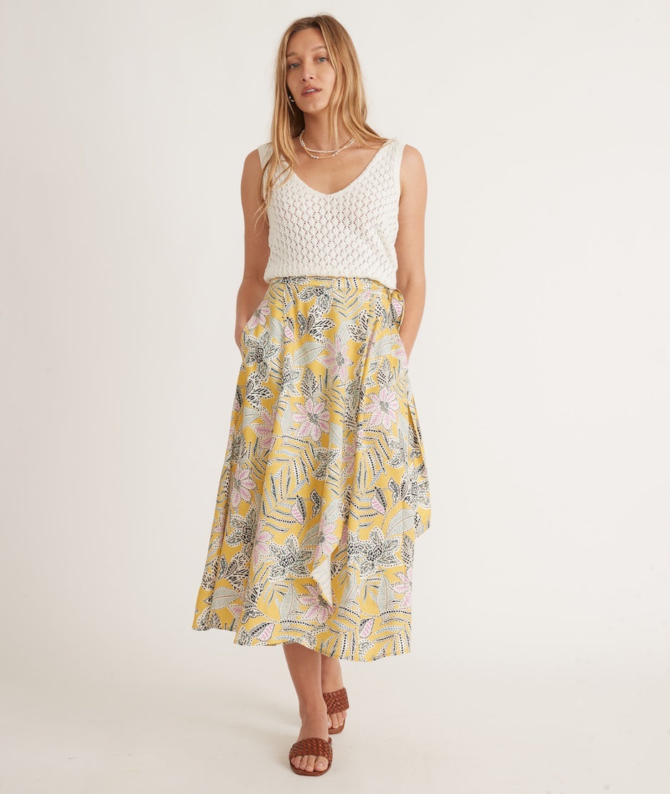 Anna Wrap Maxi Skirt in Bamboo Floral