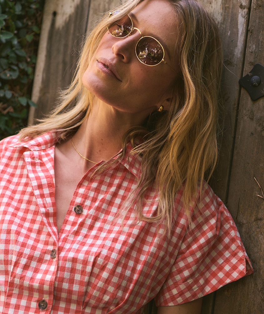 Marine Layer Women's Nova Pima Cotton Gingham Mini Shirtdress - Pink - Mini dresses Marine Layer Women's Nova Pima Cotton Gingham Mini Shirtdress - Pink - Mini dresses