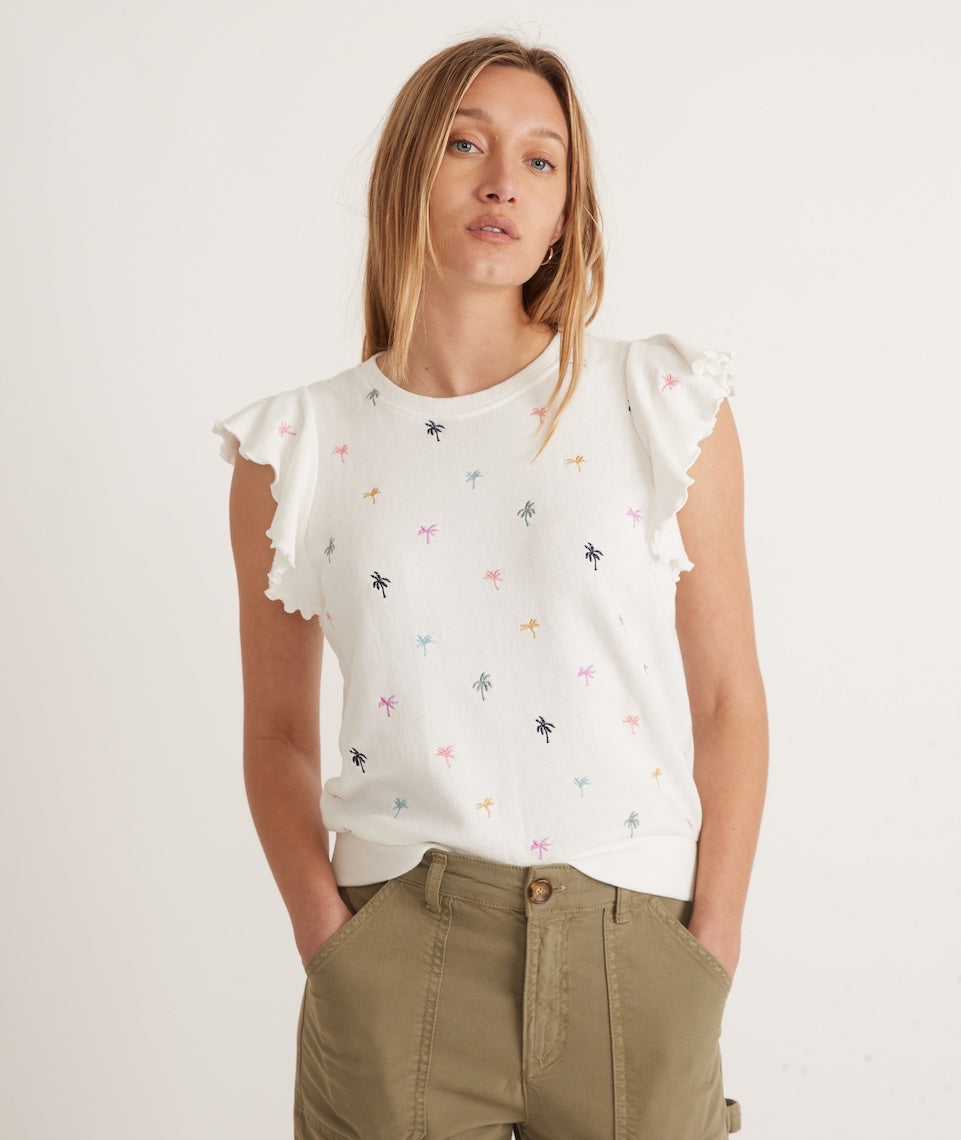 Caroline Embroidered Sweatshirt in Multi Palm – Marine Layer