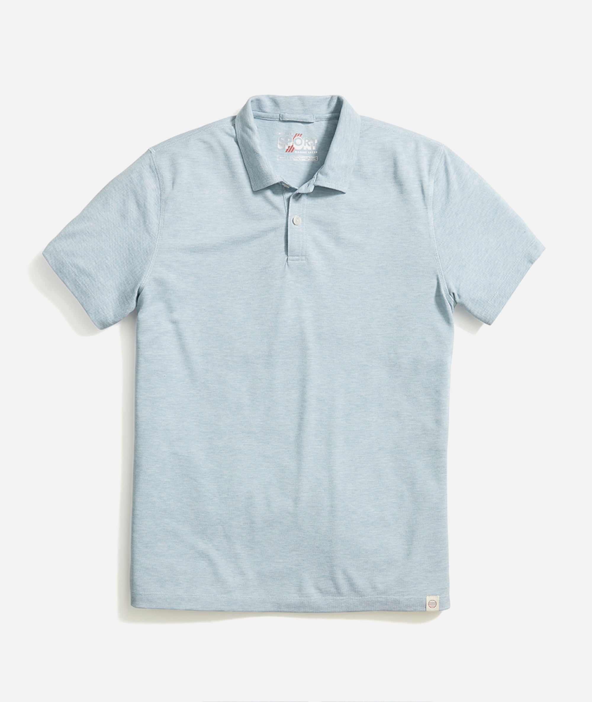 Cool Cotton Pique Polo China in Blue Layer Heather Marine –