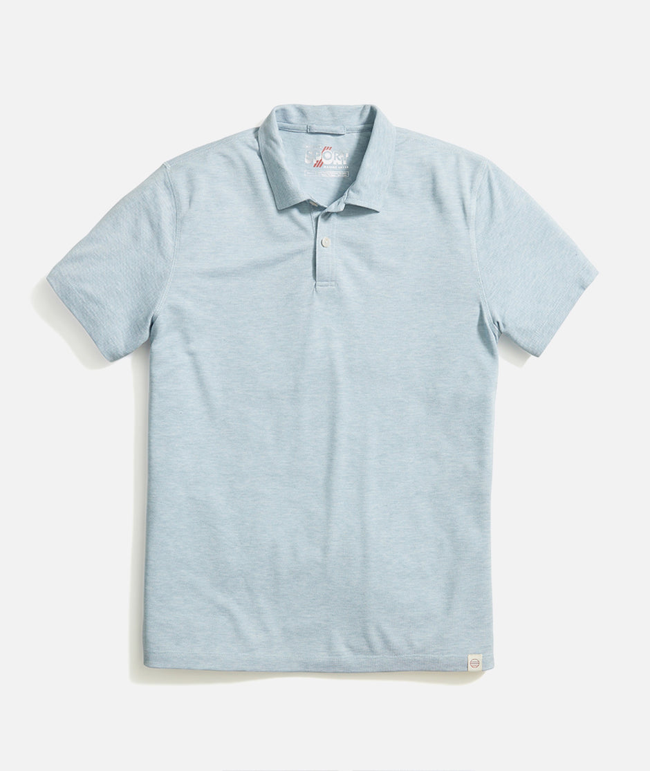 Cool Cotton Pique Polo in China Blue Heather