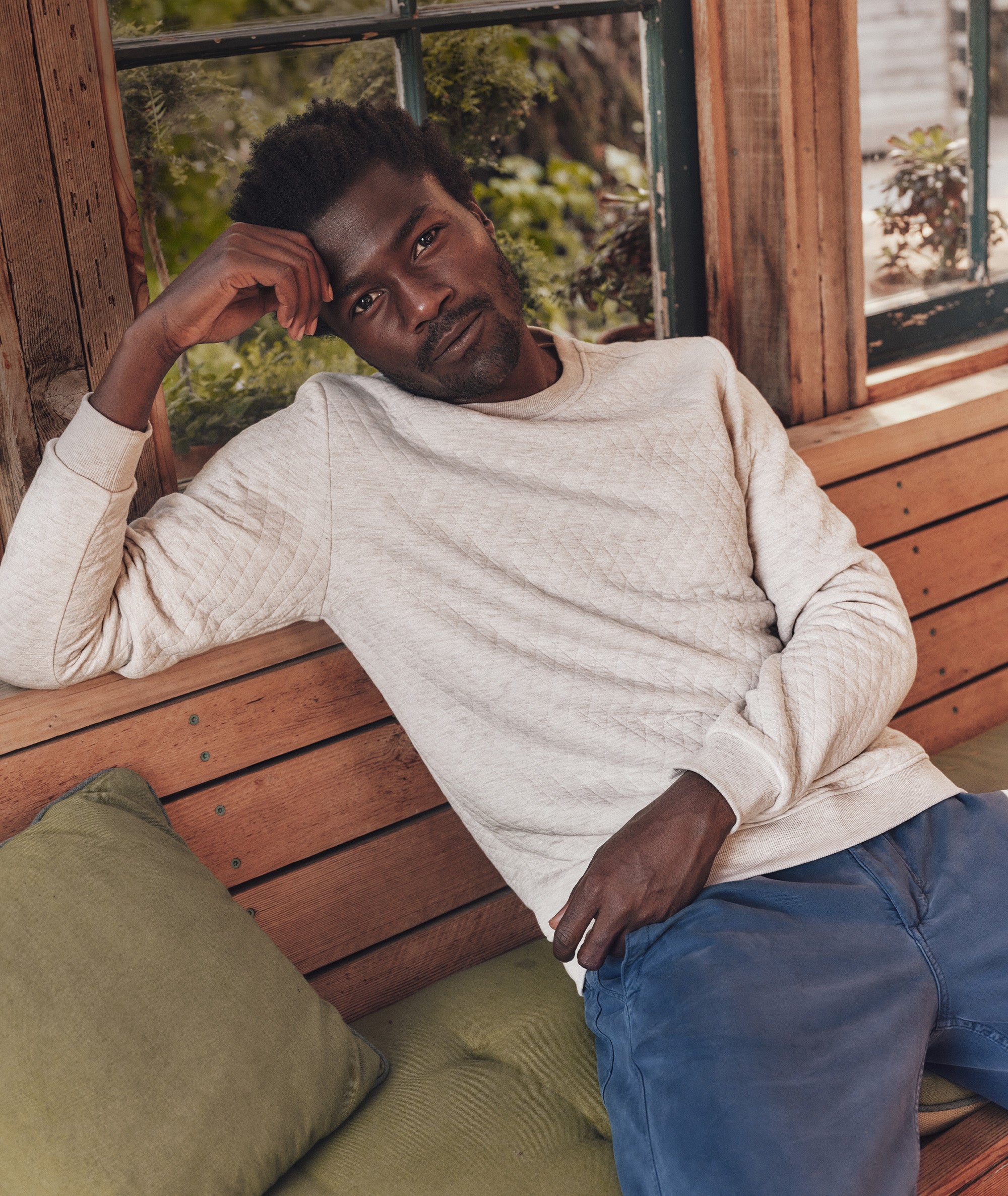Men's Corbet Quilted Crewneck Oat Heather