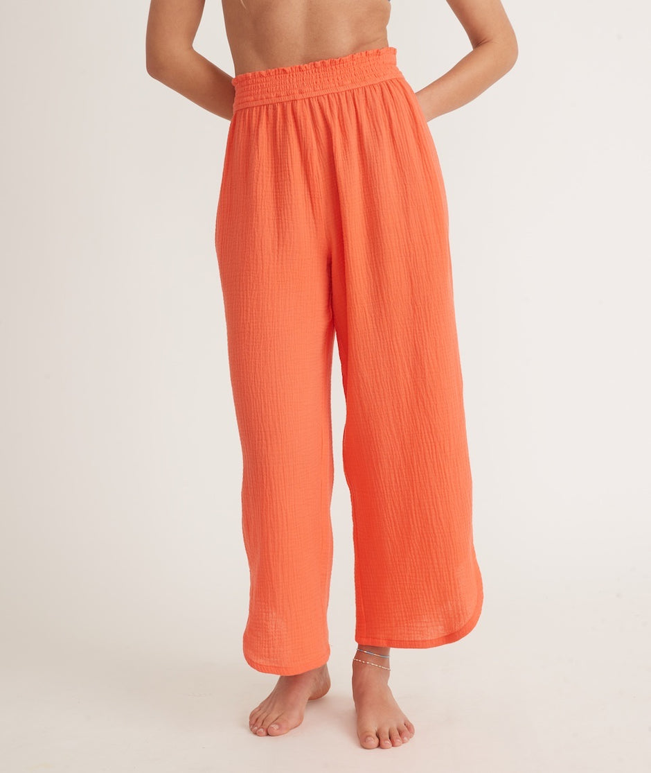 Corinne Wide Leg Pant in Hot Coral