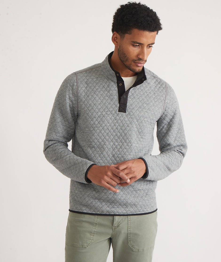 Men's Reversible Corbet Pullover in Charcoal/Mid Heather Grey