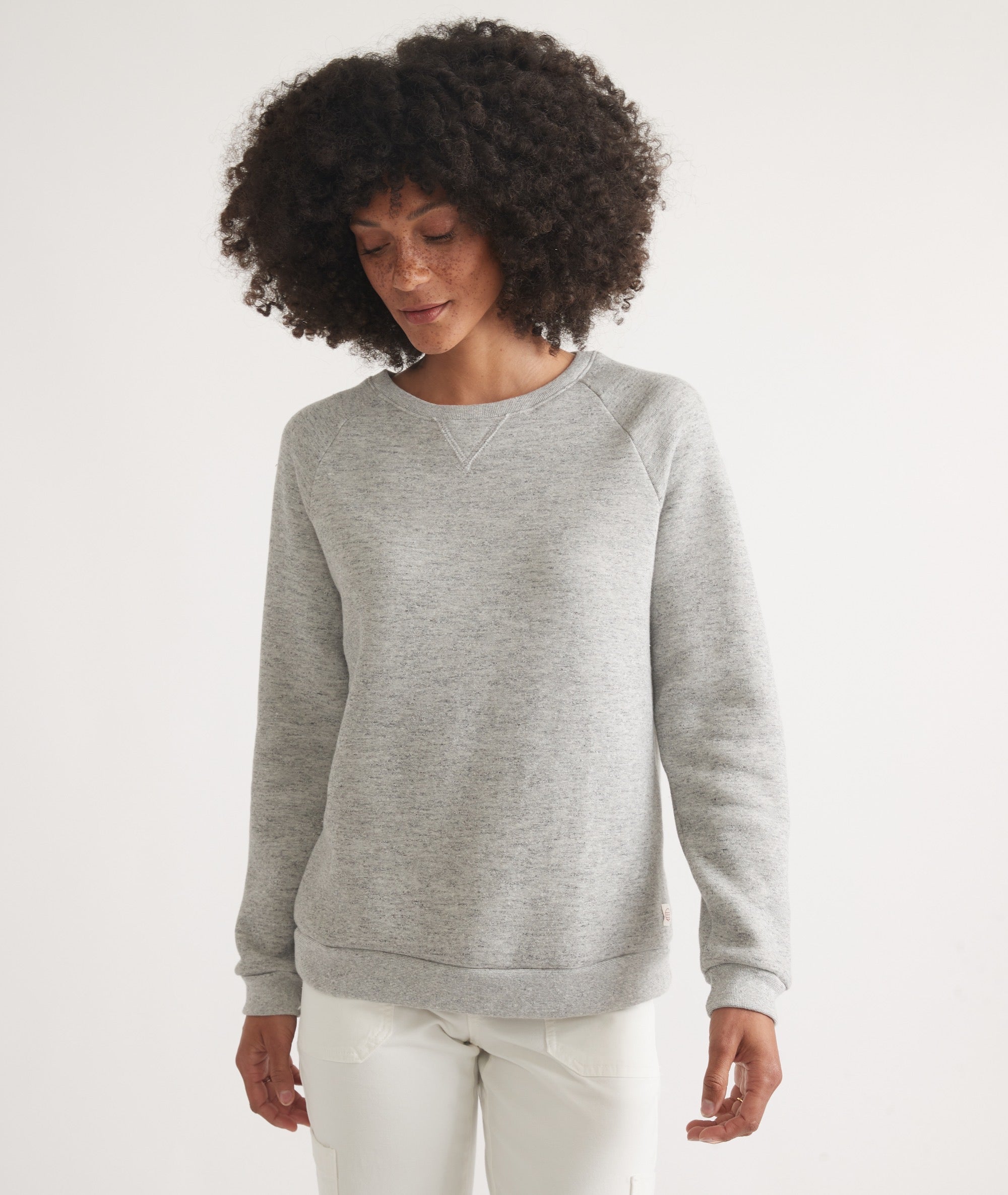 Blank Grey Crew Jumper Women's Sherpa Crew Pullover In Heather