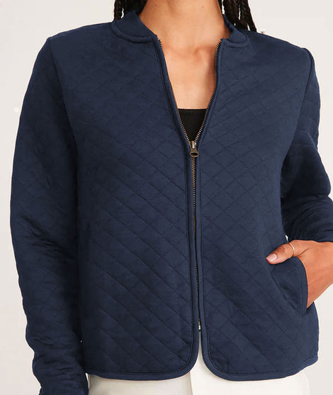 Corbet Quilted Bomber in Navy