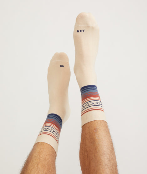 Crew Sock in Natural Fair Isle
