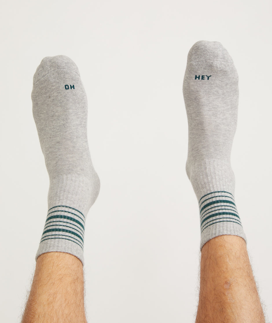 Gym Sock in Grey Green Stripes