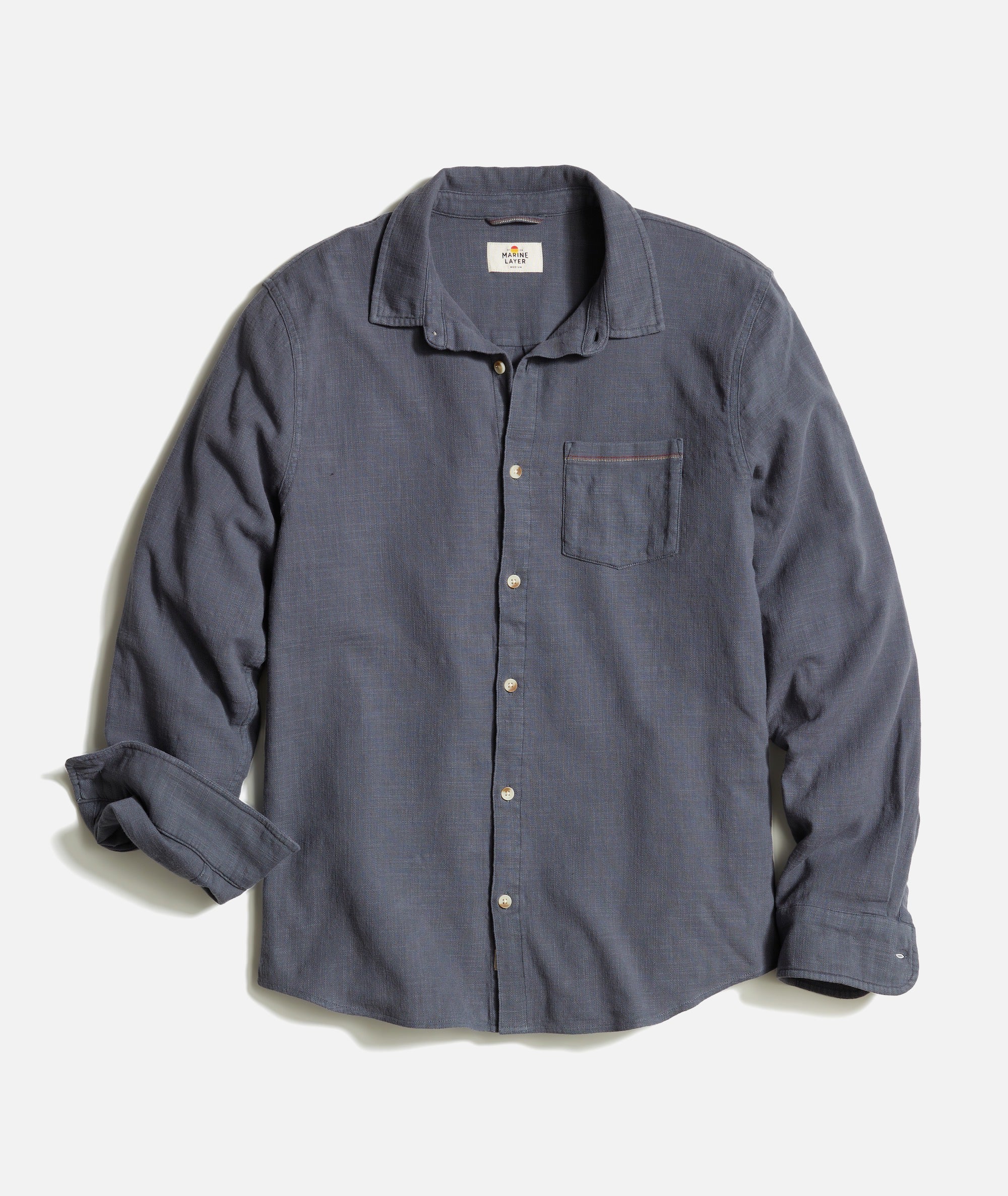 dress shirt long sleeve Marine Layer Men's Classic Stretch Selvage Shirt India Ink / Larger