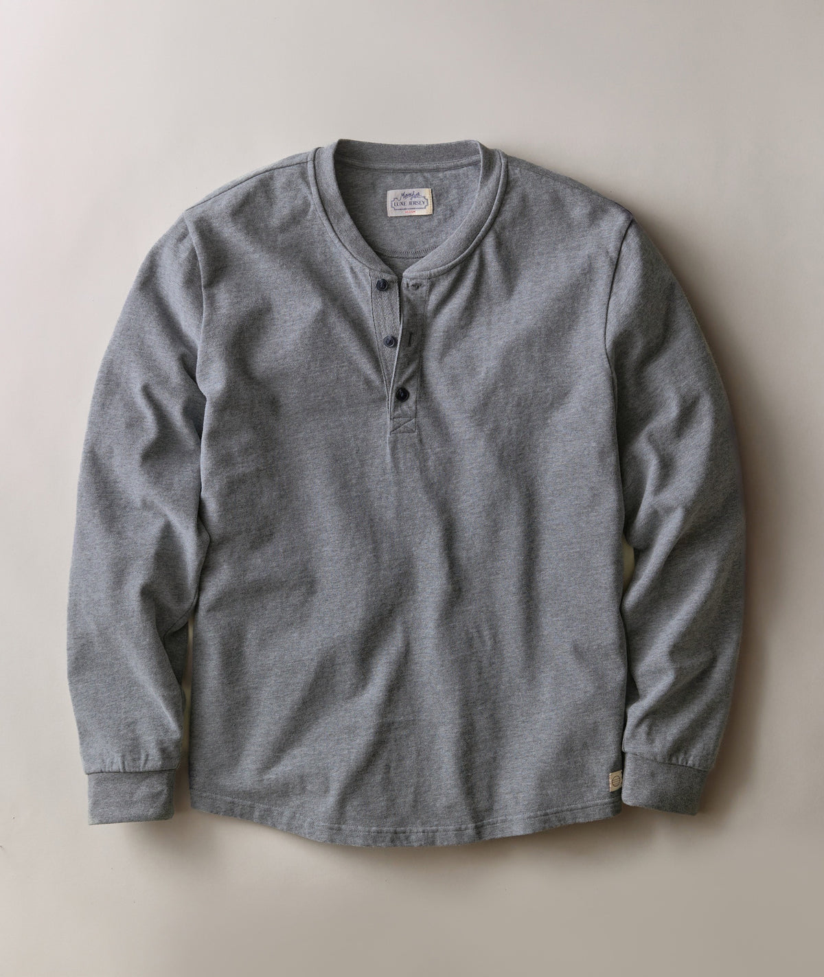 Marine Layer Luxe Jersey Henley - Heather Grey