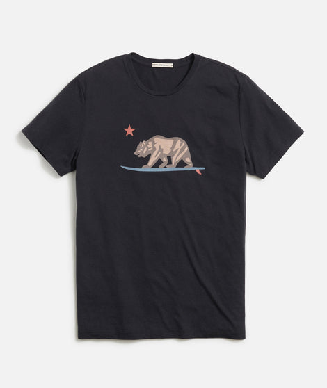 Re-Spun Graphic Tee in Anthracite Surfing Bear