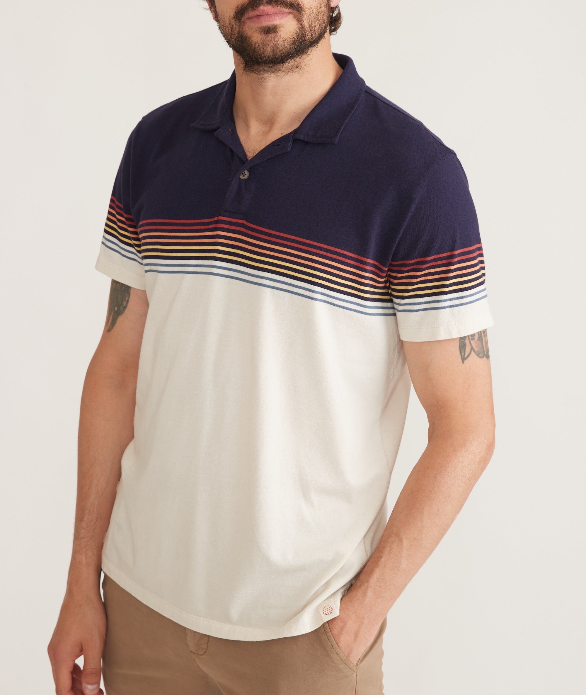 Textured Stripe Polo Marine Layer