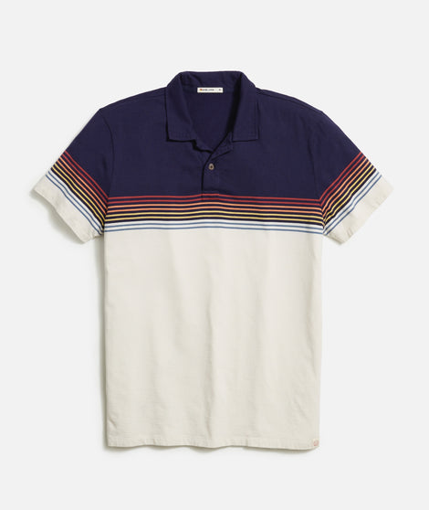Engineered Stripe Polo in Navy Colorblock