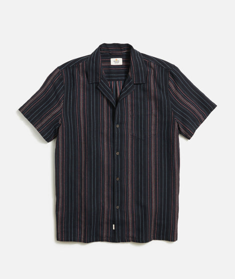 Vertical Stripe Resort Shirt in Black Multi Stripe