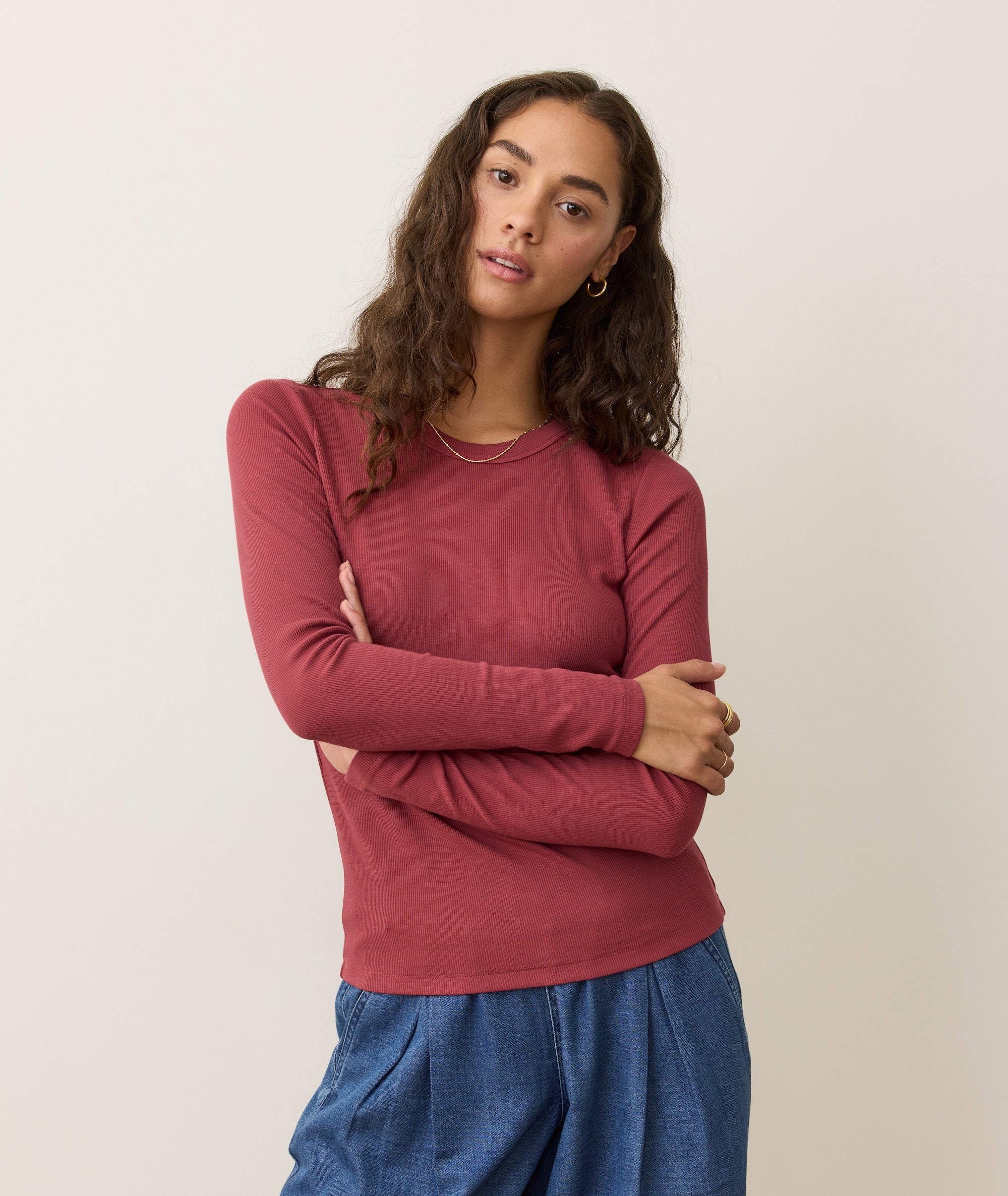 Lexi Rib Sun-In Longsleeve Crew Tee