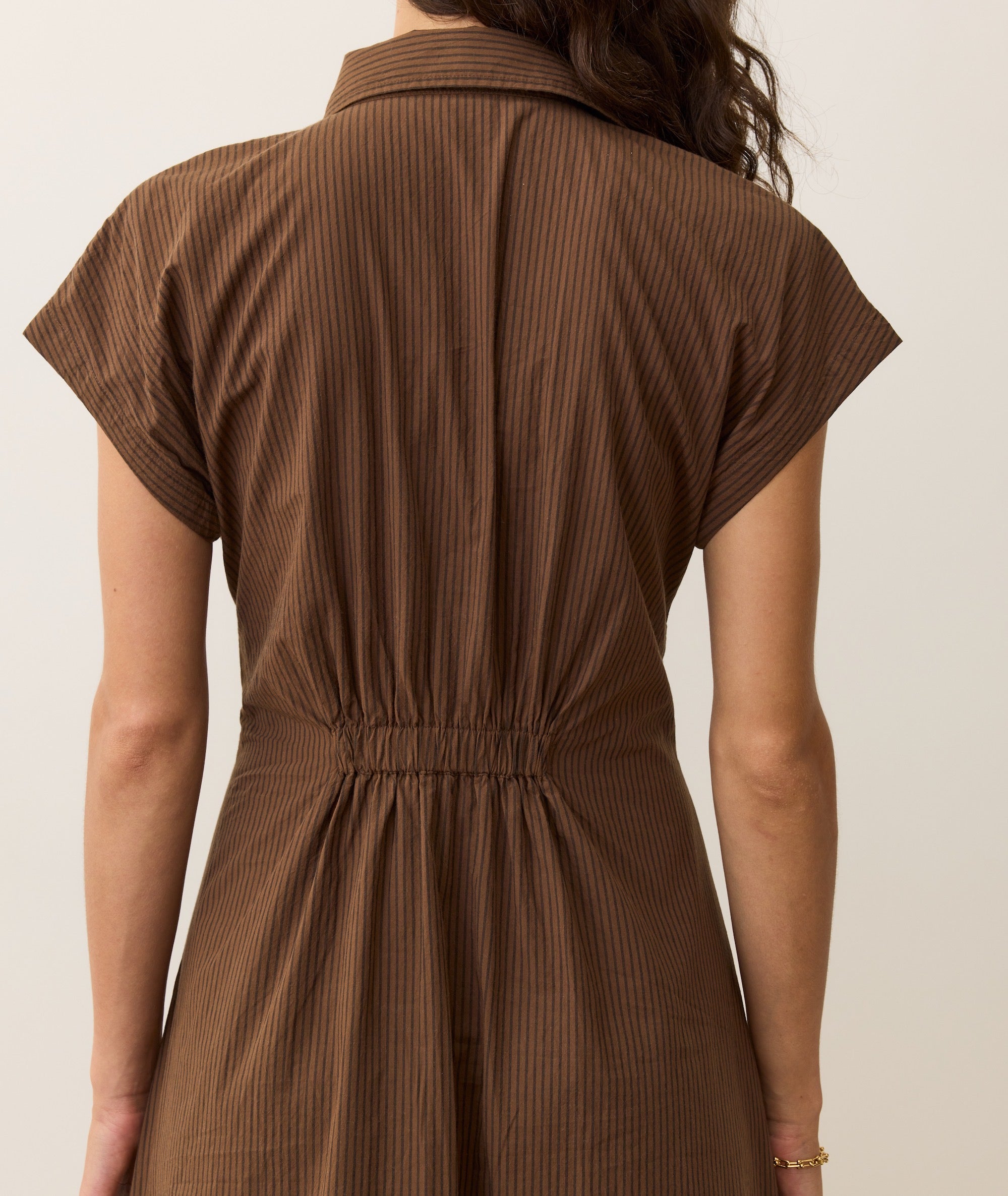 Women's Arden Midi Shirt Dress | Brown/black Pinstripe | XL by Marine Layer Women's Arden Midi Shirt Dress | Brown/black Pinstripe | XL by Marine Layer