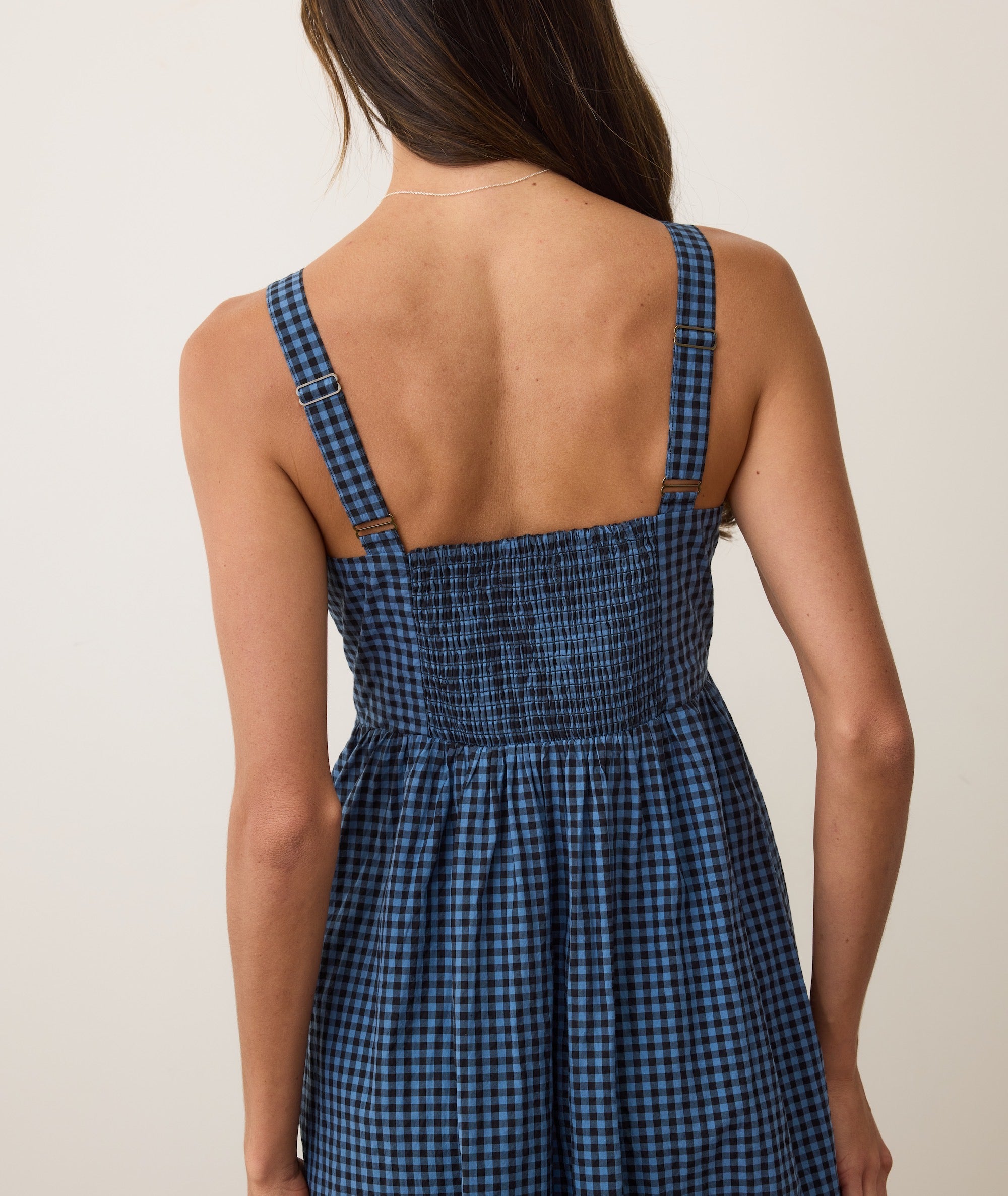 Woen's Dei Poplin iDi Dress | Blue Gingha | Medium by Marine Layer Woen's Dei Poplin iDi Dress | Blue Gingha | Medium by Marine Layer