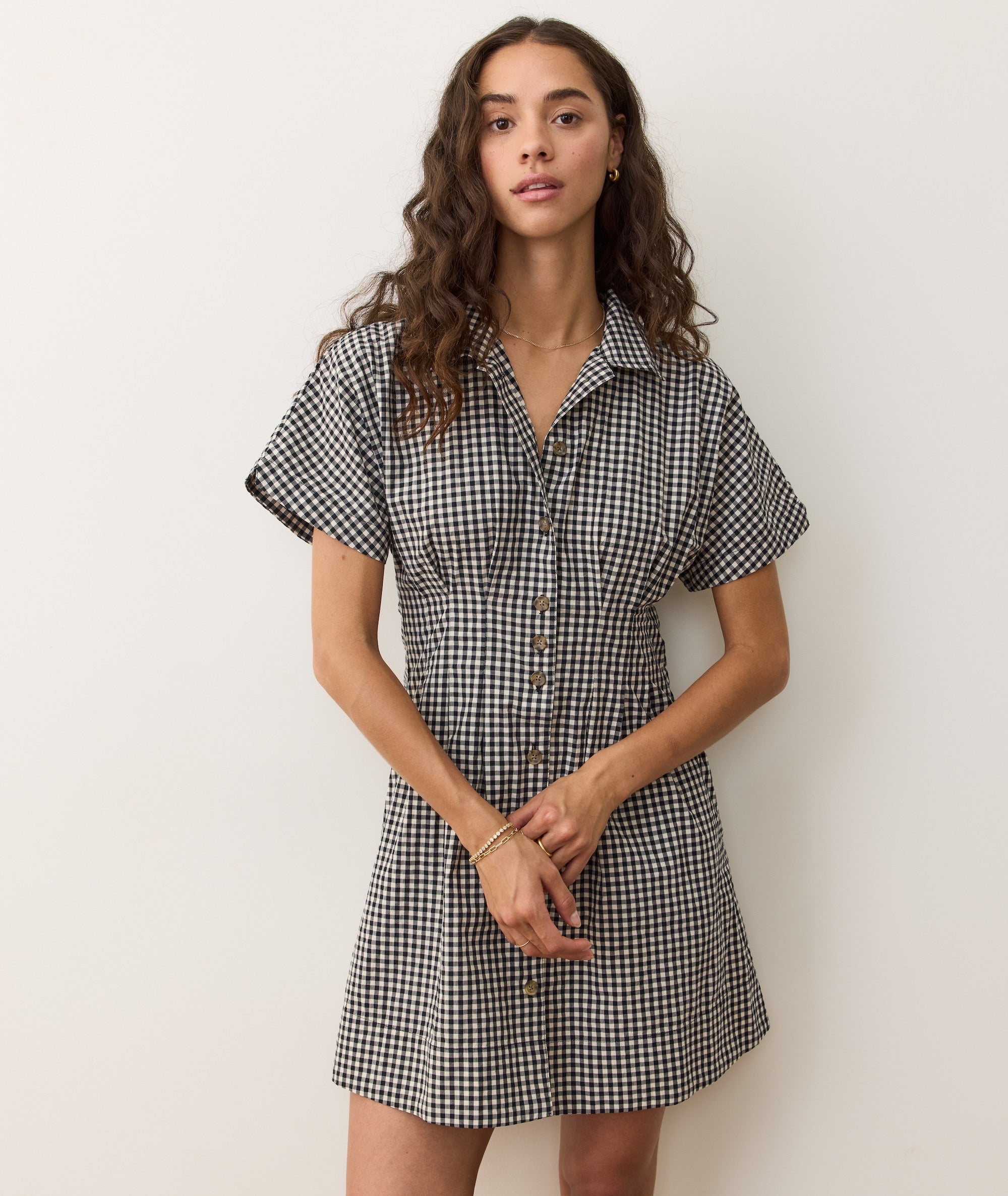 Women's Arden Mini Shirt Dress | Black/white Gingham | XL by Marine Layer Women's Arden Mini Shirt Dress | Black/white Gingham | XL by Marine Layer