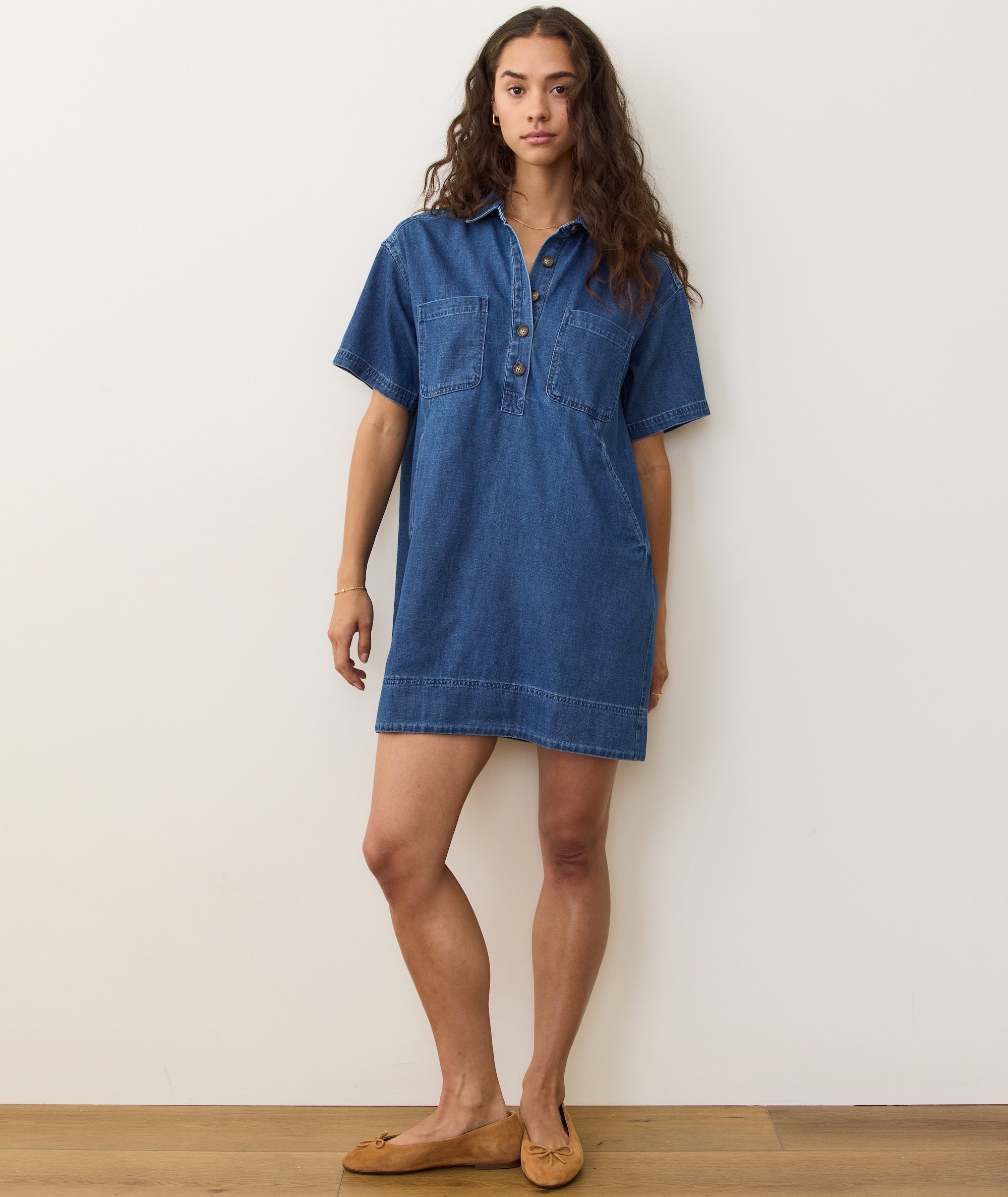 Women's Liza Denim Mini Dress | Blue | XL by Marine Layer Women's Liza Denim Mini Dress | Blue | XL by Marine Layer