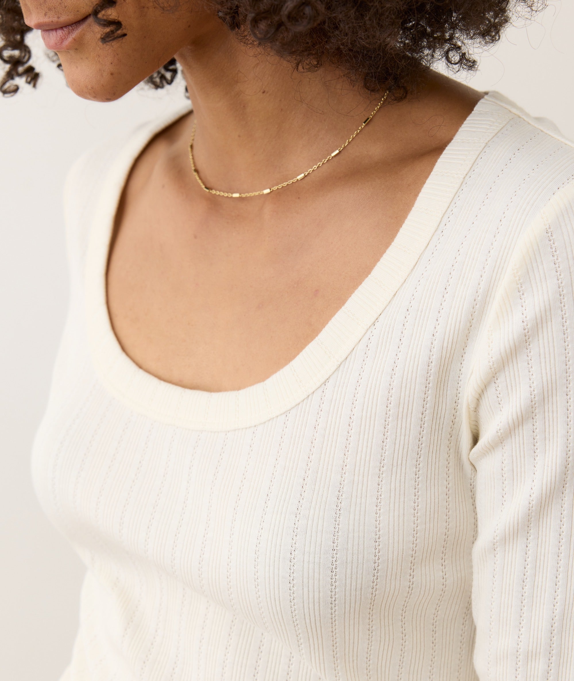 Lexi Rib Pointelle Longsleeve Scoop Tee