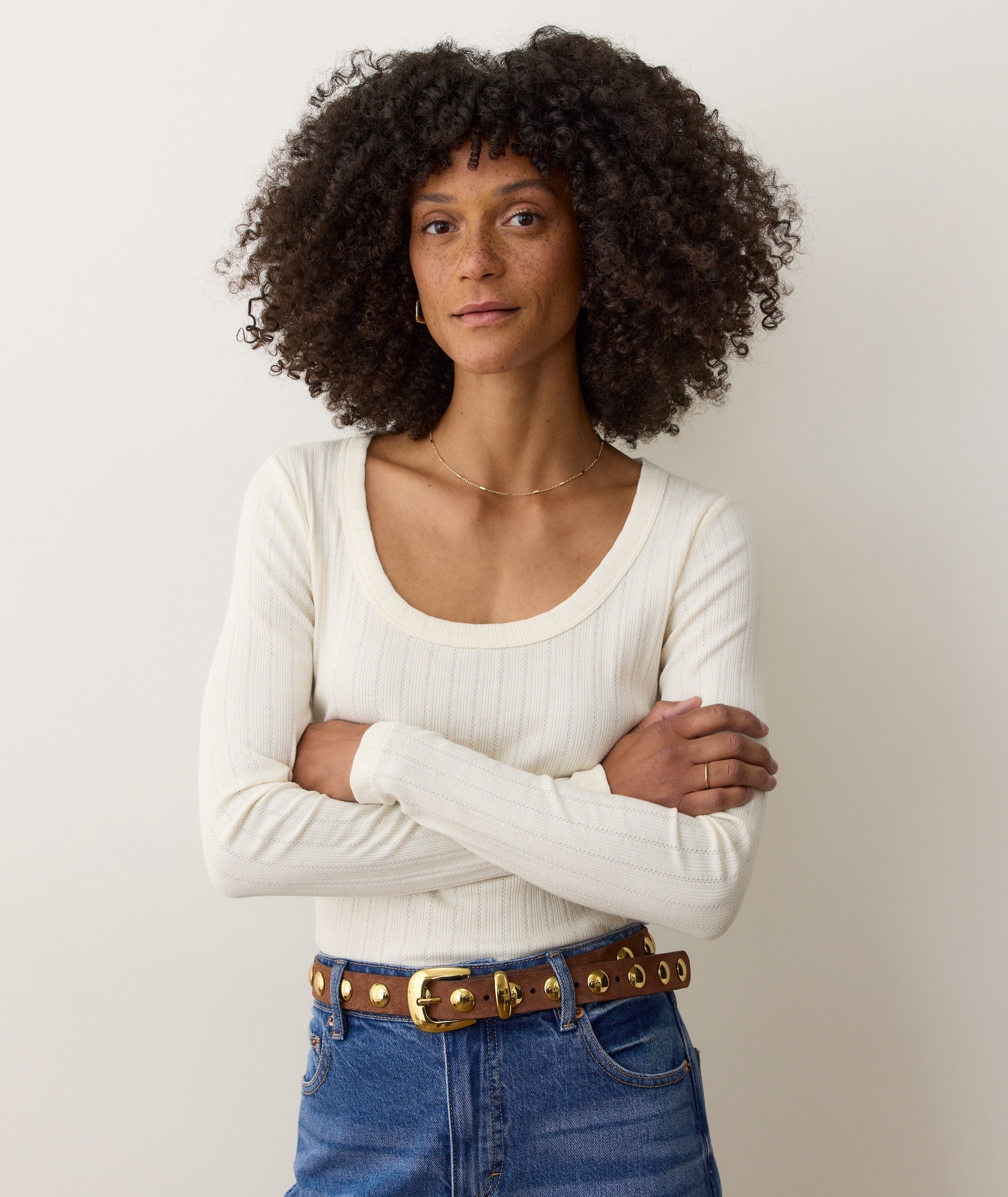 Lexi Rib Pointelle Longsleeve Scoop Tee