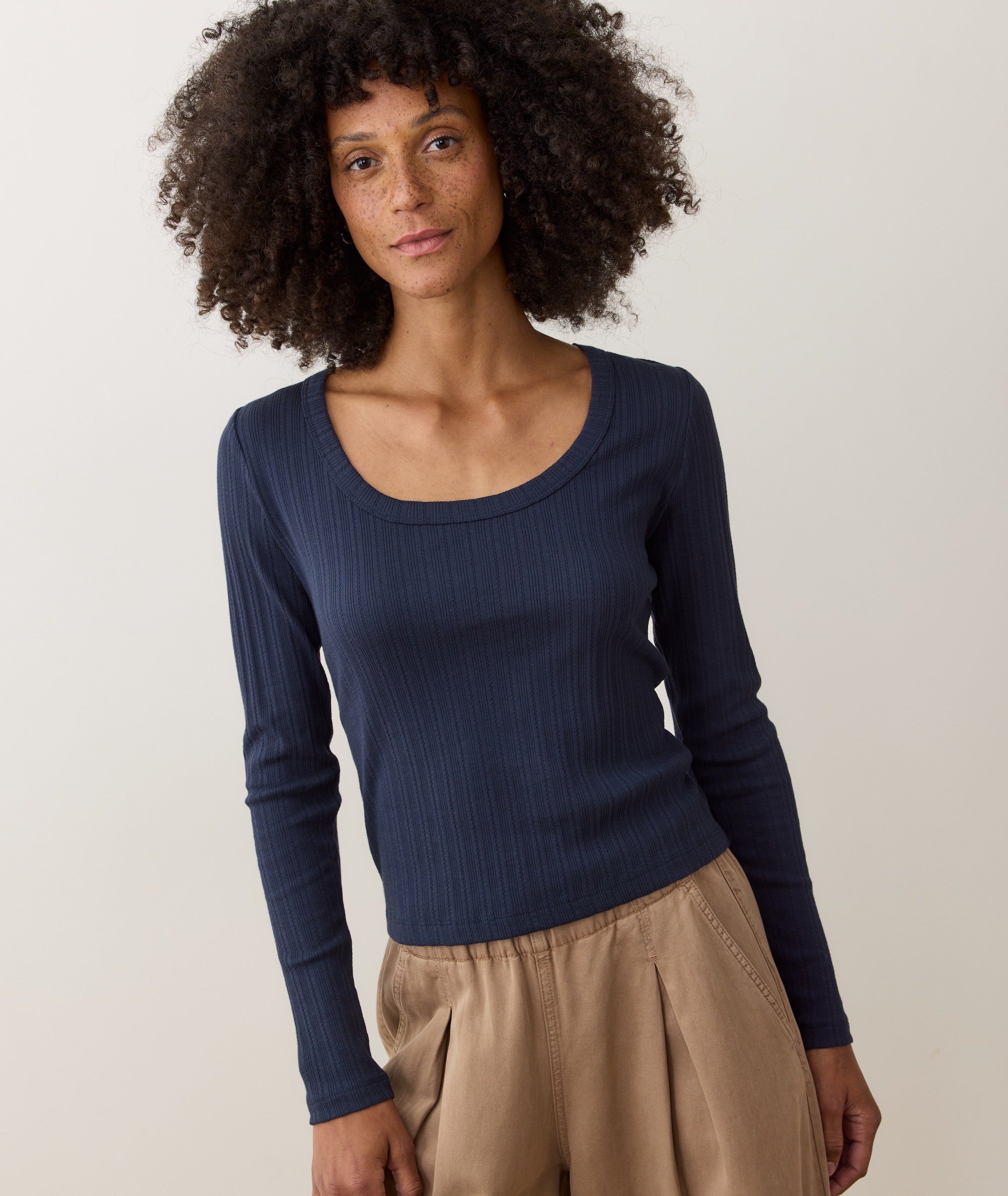 Lexi Rib Pointelle Longsleeve Scoop Tee