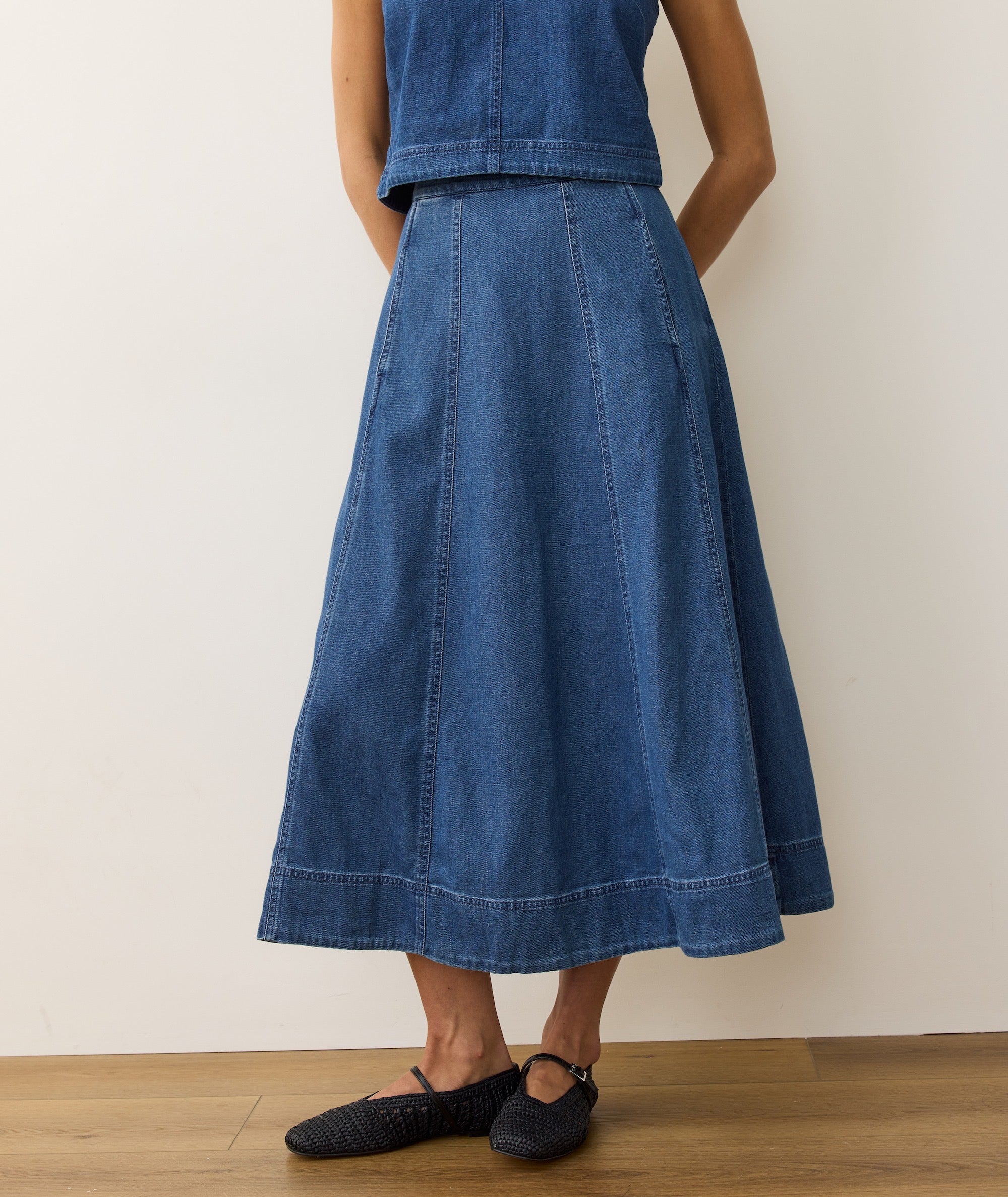 Marine Layer Lainey Denim Skirt - Medium Wash
