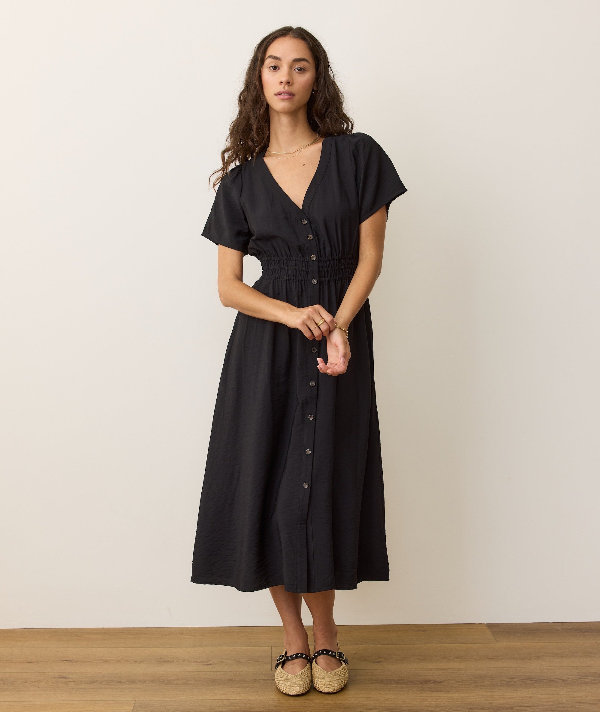 theia ellie crinkle calf-length a-line midi-dress Ciao Lucia Karine Stripe Cotton Dress XS