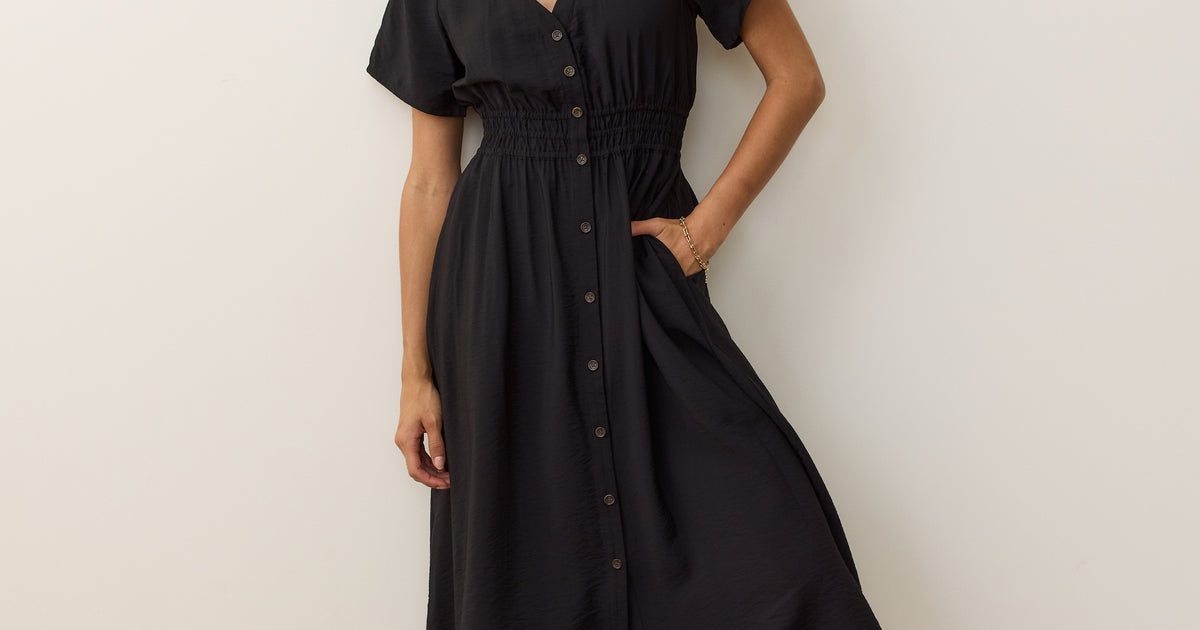 Marine Layer Annika Midi Dress - Black / Xs