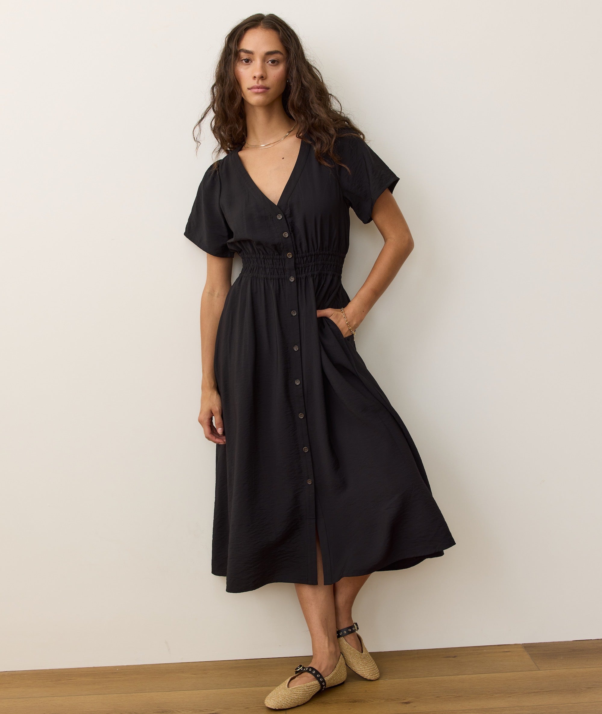 Marine Layer Annika Midi Dress - Black / XS Marine Layer Annika Midi Dress - Black / XS