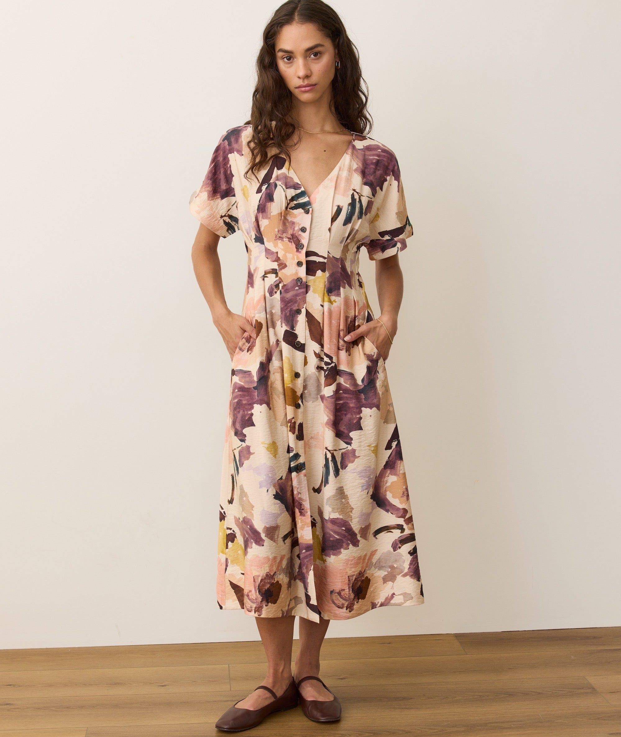 naomi short sleeve v neck midi dress Baltic Born Womens Naomi Short Sleeve Maxi Dress | Vintage Plum