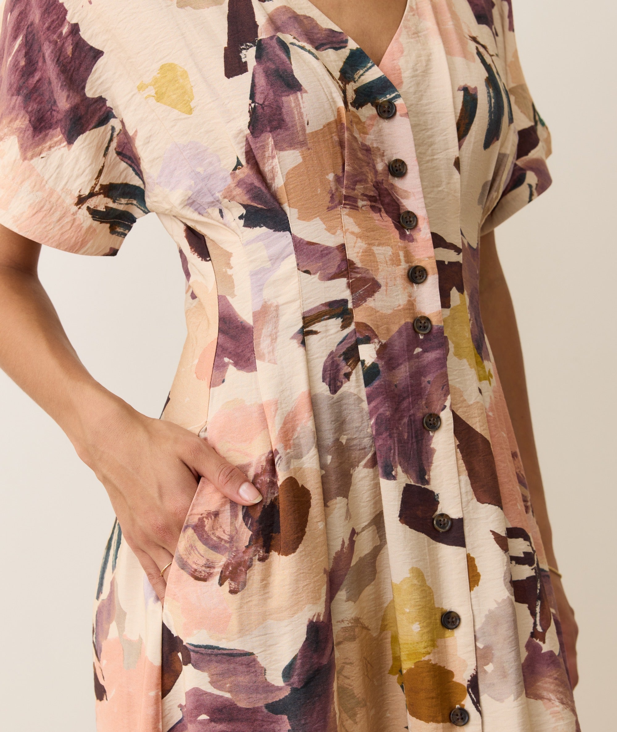 Marine Layer Naomi Midi Dress - Watercolor Floral / XS Marine Layer Naomi Midi Dress - Watercolor Floral / XS