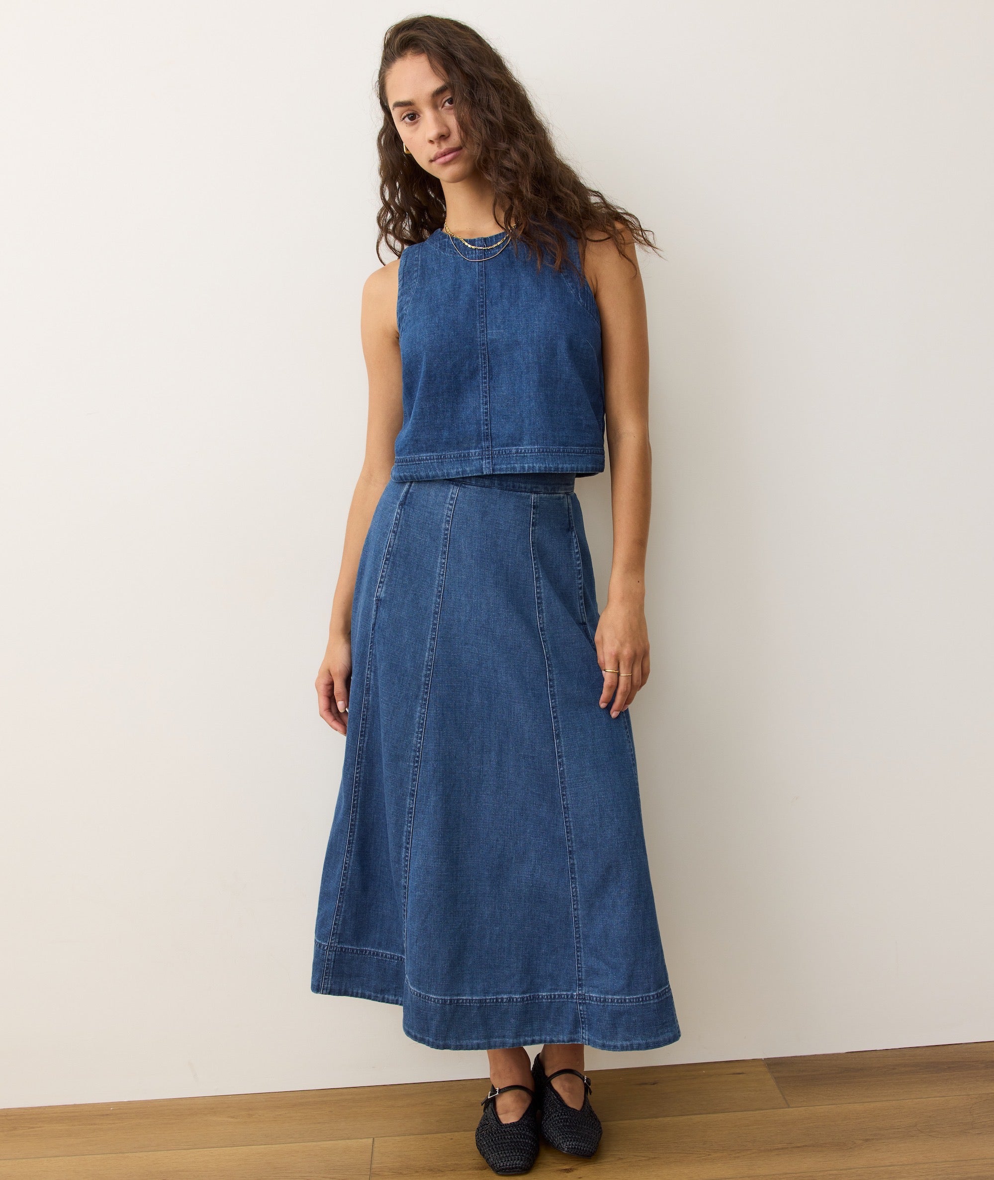 Marine Layer Lainey Denim Skirt - Medium Wash