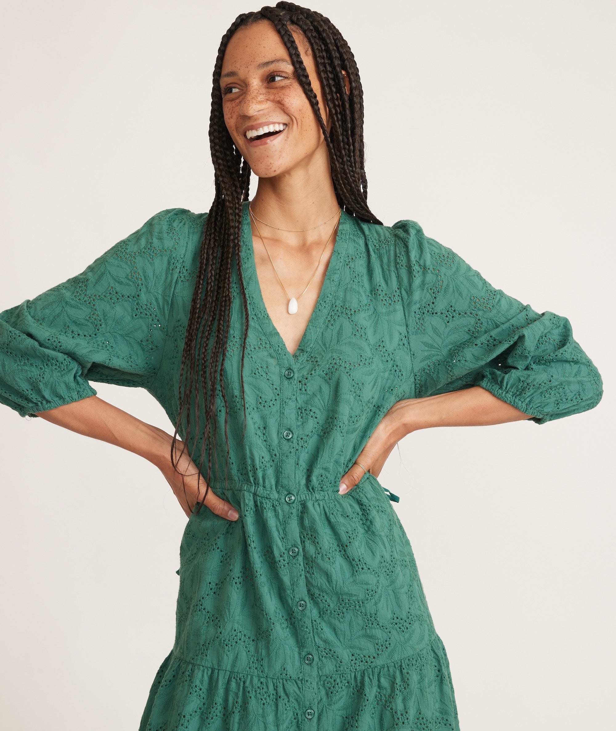 Eyelet Willow Midi Dress Marine Layer
